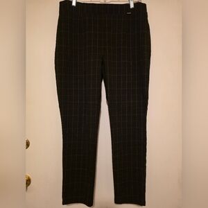 DKNY Women's Black And Gray Plaid Checkered Skinny Pull-on Pants